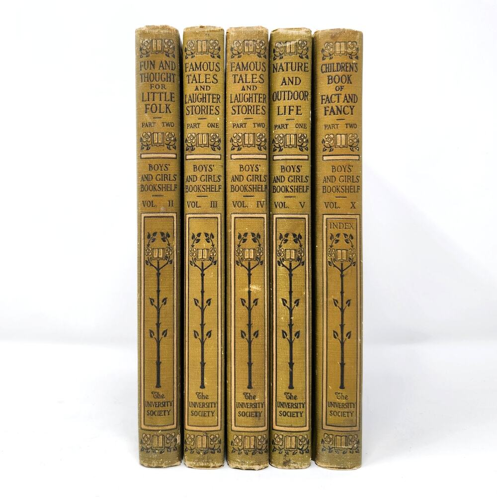 Boys and Girls Bookshelf 5 Antique Volumes 1912-1915 University Society